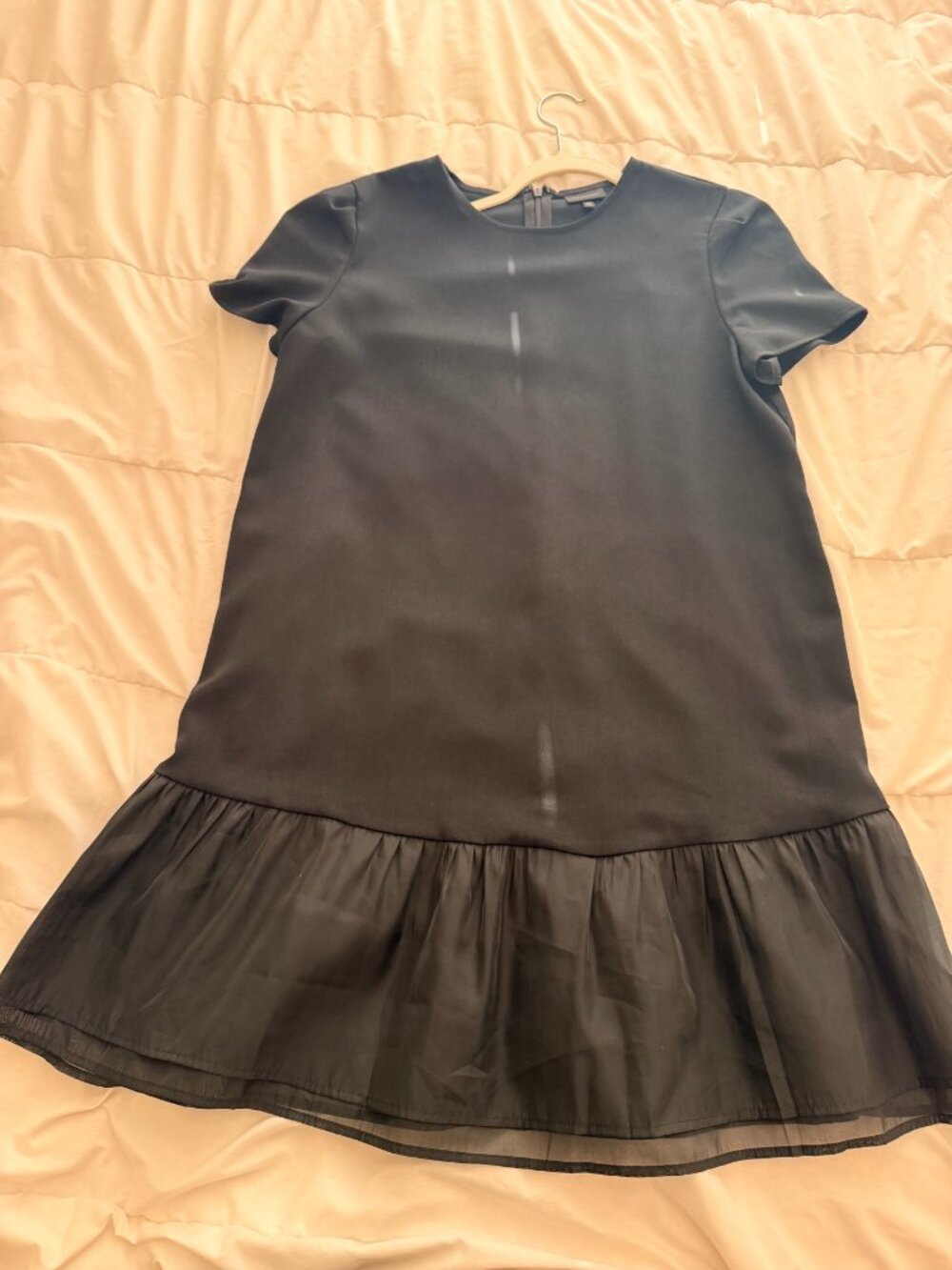 Who What Wear Black Drop Waist Dress Ruffled Hem Size M